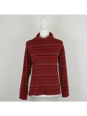 Columbia Drifting Snow Women's Medium Red Black Long Sleeve Knit Turtleneck Top